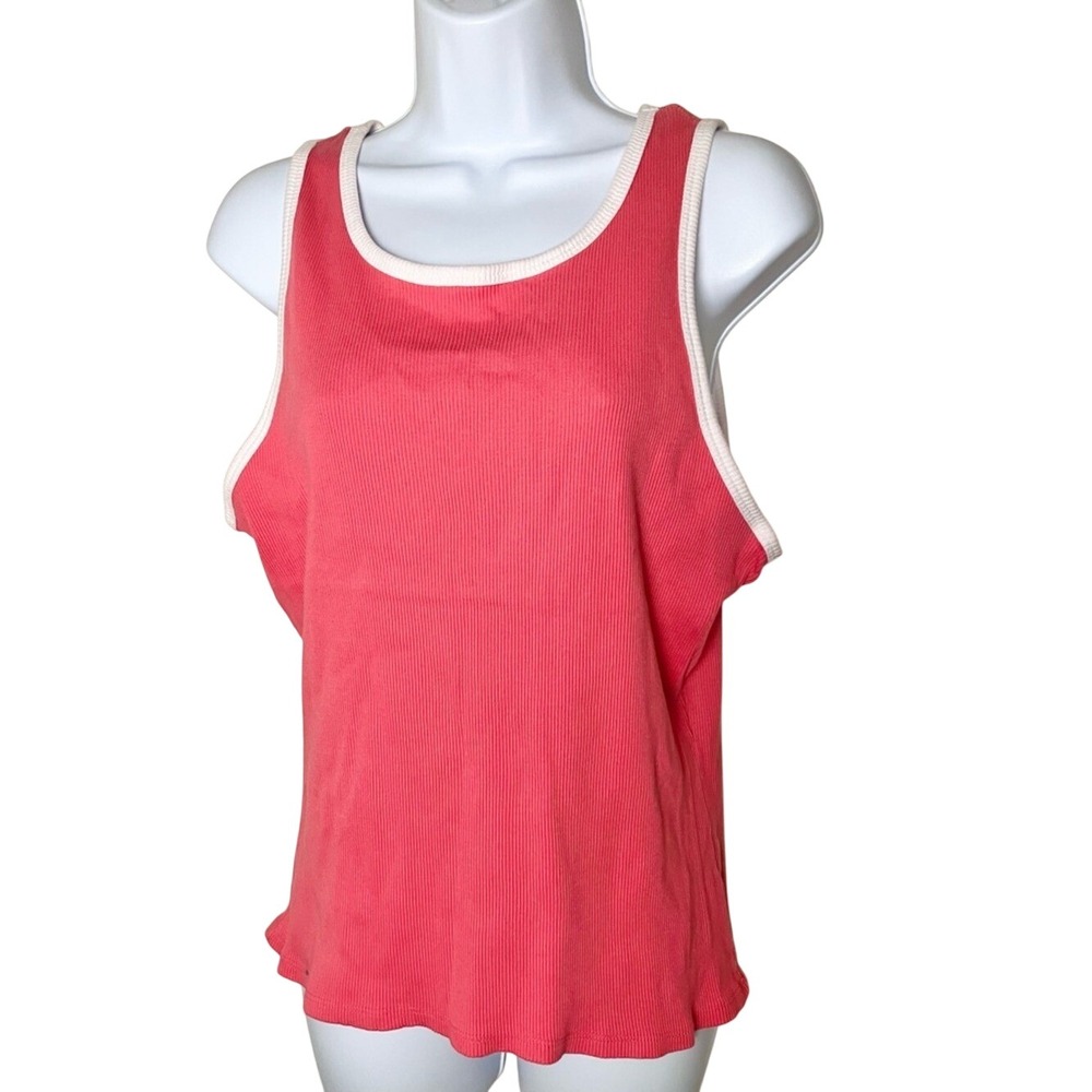 Lady Foot Locker Sport Vintage Ribbed Fitted Tank Top White trim Size XXL